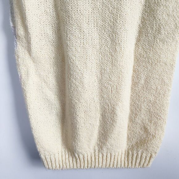 Radishes & Roses Sweater Vest Womens Small 90s Pastel Yellow Pink Colorblock Vtg - Picture 9 of 9